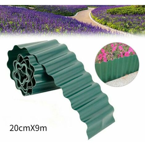 AIPERQ Bordatura flessibile in plastica per giardino, 9 m x 20 cm, facile da tagliare, bordatura per prato, per vialetti, marciapiedi e vialetti d'accesso in giardino