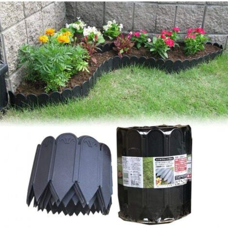 Aiperq – Bordure de jardin pavée 2m – Hauteur 15 cm – Matériau PP noir – Résistante aux intempéries – Installation sans creusage