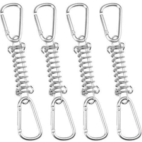 Aiperq Boucle Ressort Tension Fixation Store - Voile D'ombrage Fixations Accessoires en Acier Inoxydable avec 4 Ressorts HéLicoïdaux 8 Mousquetons, 4 PCS