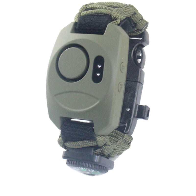 Aiperq - Bracelet de survie en plein air homme femme, kit de bracelet militaire avec silex + boussole + thermomètre + sifflet + couteau + lumière led