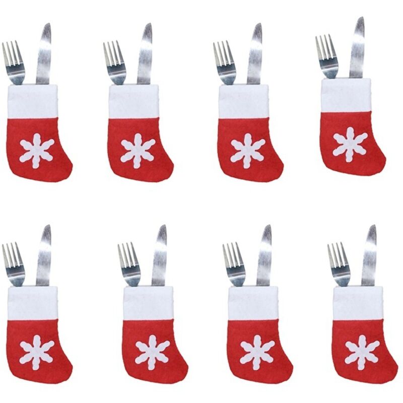 Aiperq Christmas Table Decoration Socks, Kitchen Cutlery Set Silverware Cutlery Holder Pocket 12pcs