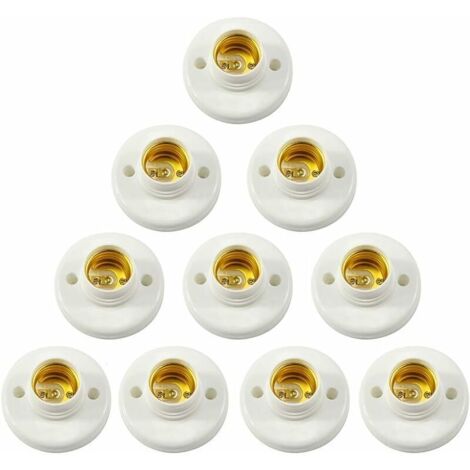 AIPERQ E27 Douille à vis en plastique pour lampe LED murale, support de convertisseur d'ampoule E27, douille ronde à vis en plastique pour ampoule, 10 pièces