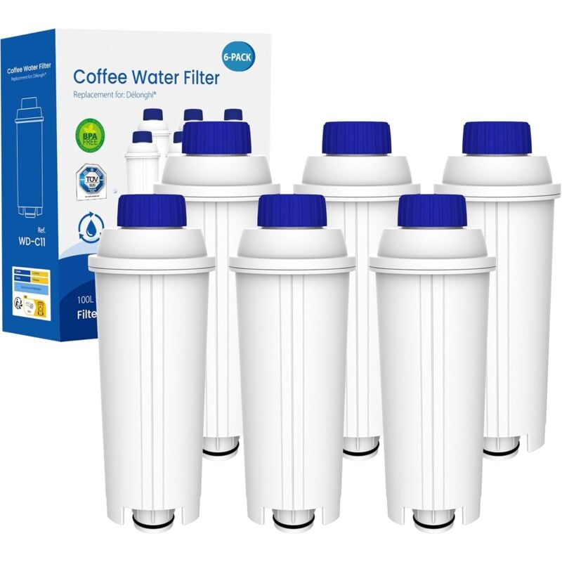 Aiperq - ymyny Filtres à Café, Remplacement pour Filtre à Eau De'Longhi® DLSC002, Compatible avec les Machines à café et Expresso De'Longhi®