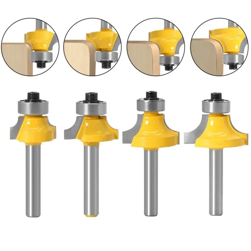 Aiperq - Fraise en carbure de tungstène, mèche de routeur à tige arrondie avec roulement pour le bois, outil de travail du bois, 1/4