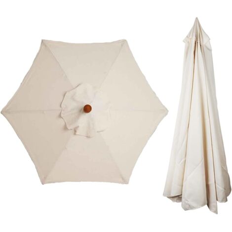 Aiperq – Housse de parasol 3m – 6 baleines – Imperméable polyester double couche – Anti-UV et respirante – Pour cadres en bois, acier, aluminium