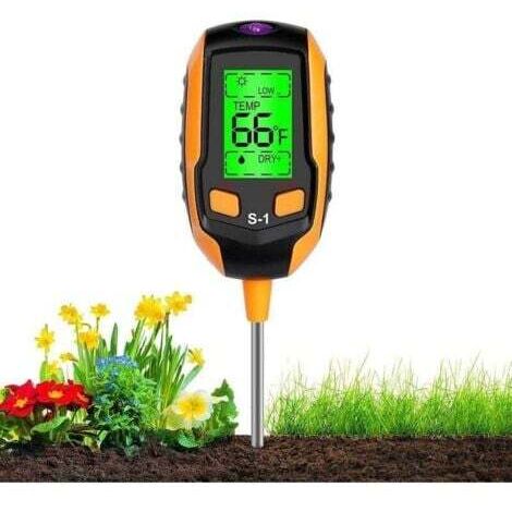 Aiperq Humidimètre du Sol 4 en 1 - Écran LCD numérique - Température des Plantes/humidité du Sol/pH/intensité de la lumière du Soleil - Testeur de Sol pour Jardinage, Agriculture
