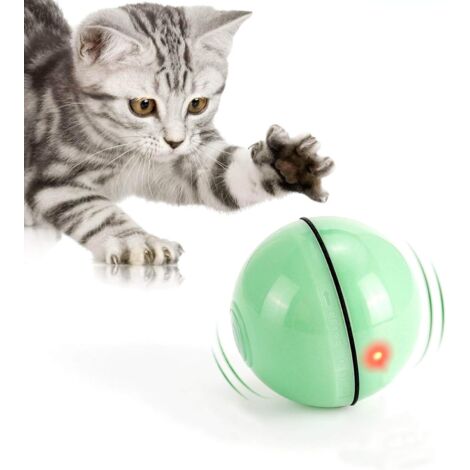 Aiperq Jouets pour chat, boule de jouet avec lumières LED, rotation automatique à 360 degrés et chargement USB Jouets interactifs pour chat pour animaux de compagnie chiens chatons (vert)