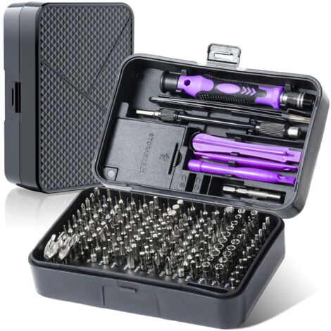 Aiperq – Kit de tournevis de précision 170-en-1 – Embouts en acier CR-V – Poignée ergonomique – Tube d'extension flexible 180° – Compatible avec iPhone, Mac, PC