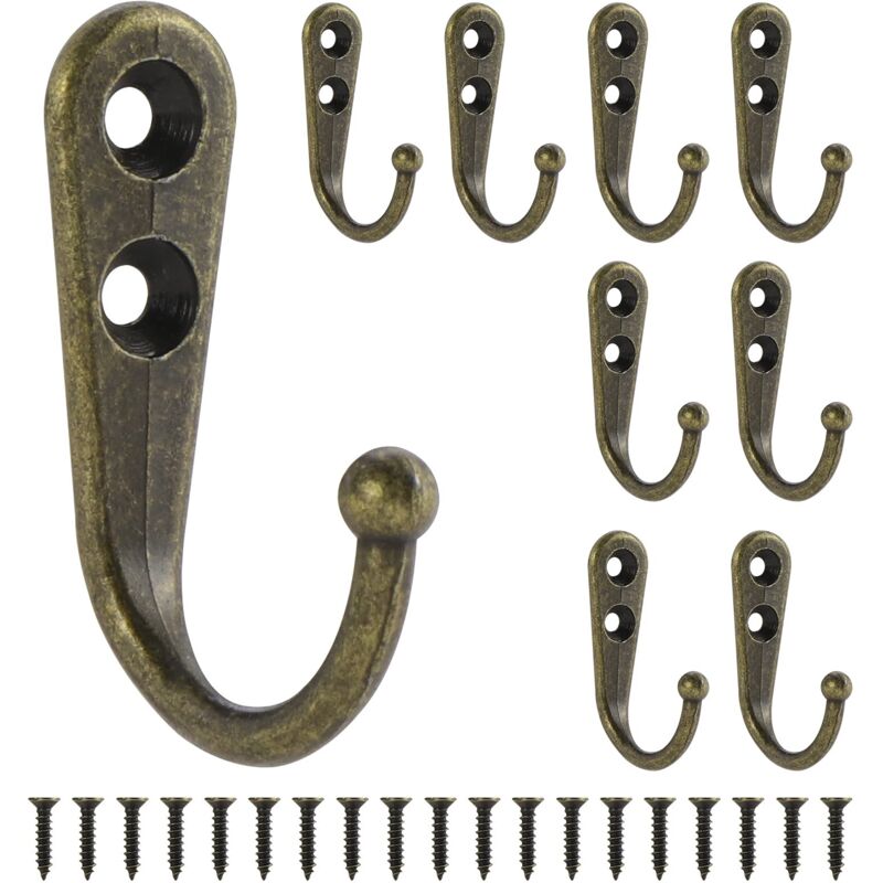Aiperq - Lot de 40 crochets muraux rustiques avec vis (bronze)