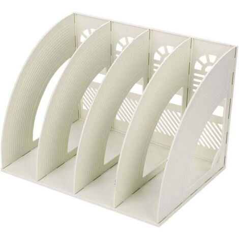 AIPERQ - Módulo de estantería de almacenamiento con 4 compartimentos, archivador de revistas, archivador de plástico, organizador de escritorio para papel A4, revistas y libros