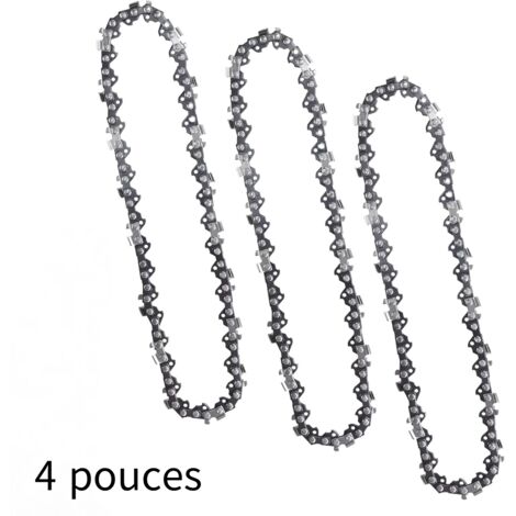 Aiperq – Pack de 3 chaînes de tronçonneuse 4 pouces – 28 maillons – Acier allié – Faible recul et vibrations – Pour mini tronçonneuses