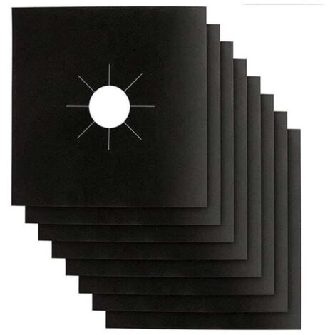 AIPERQ - Paquete de 8 protectores negros para estufa de gas, reutilizables, de limpieza rápida y antiadherentes