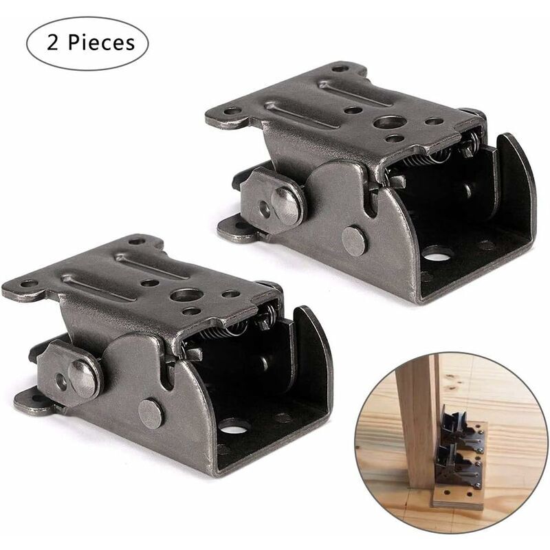 Pied de Table à Charnière, 2 Pièces Pied Lit Table d'Extension, Charnières Autobloquantes, Support Pliable Charnières, pour Table de Travail Pliante