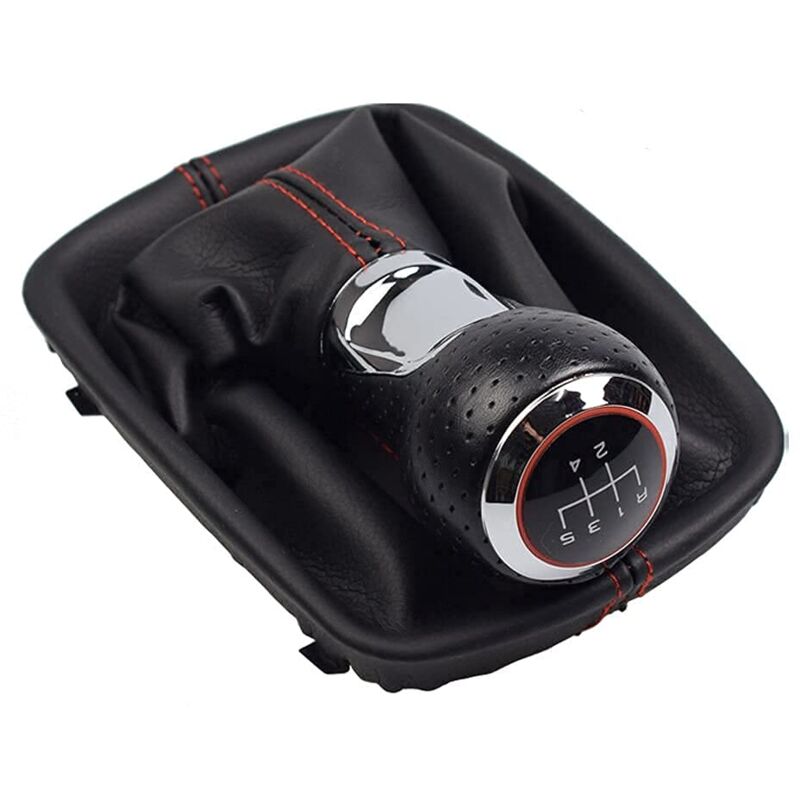 Aiperq - Pommeau de levier de vitesse de voiture en cuir avec couvercle de coffre poignée à 5 vitesses pour Audi A4 B6 8E 2000-2004 A6 C5 4B