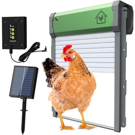 AIPERQ Porte Automatique Poulailler Solaire, Etanche avec Capteur De LumièRe, Minuterie du Soir Et du Matin, Aluminium, pour Un Elevage De Poulets SéCurisé