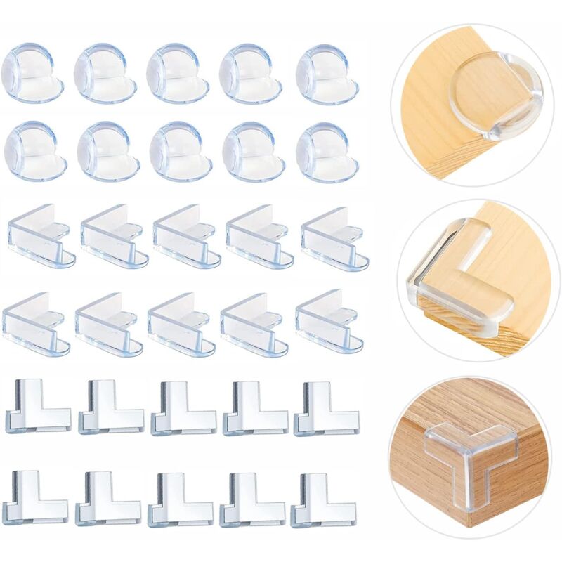 Protection des bords et protection des coins pour bébés et enfants, protection des coins 30 pièces, protection des coins en silicone - Aiperq