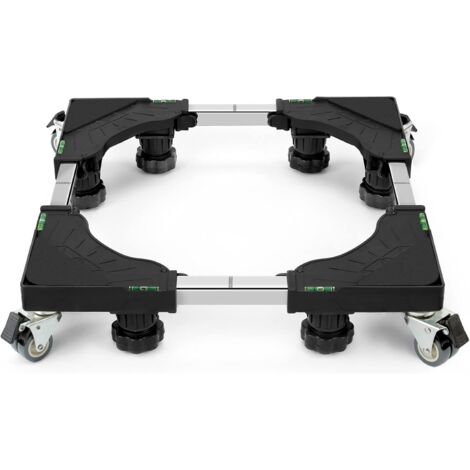 AIPERQ Socle Machine a Laver 4 Roulettes Verrouillables avec 8 Pieds Rembourrés, Charge 300KG Support Machine à Laver, Largeur Réglable de 40-62cm, Hauteur de 11-12.5cm Support Électroménager