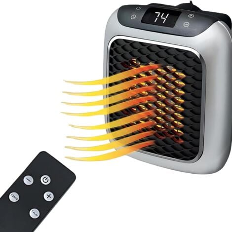 AIPERQ Termoventilatore con Presa Mini Presa per Riscaldatore Elettrico ad Aria con Telecomando 800W con Display Digitale LCD con Telecomando, Protezione da Surriscaldamento (Grigio)