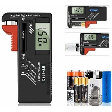 Aiperq Testeur de Piles numérique,Testeur de Piles Universel,Batterie Testeur,pour AA, AAA, C, D, PP3, 9V, 1.5V, Piles Bouton - Fonctionne sans Pile