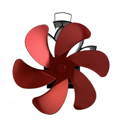 Aiperq Ventilateur de poêle à bois – Ventilateur de cheminée à énergie thermique à 6 pales – Ventilateur silencieux pour poêle à bois/cheminée (rouge)