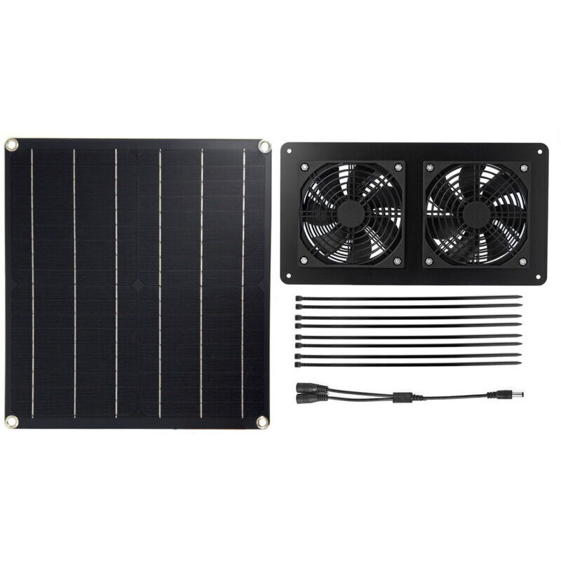 AIPERQ Ventilateur de ventilation pour cages pour animaux de compagnie 2 Panneau solaire DC 12V à haute efficacité 3W avec cable de 3 mètres ON / OFF