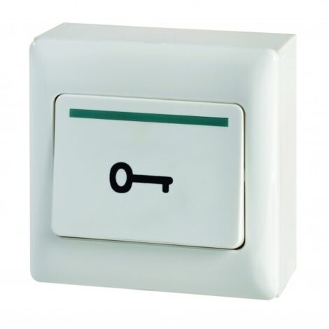 Aiphone – Bouton poussoir de sortie saillie – Symbole clé gravé – ABS blanc – Double sécurité NO/NF – BPSP