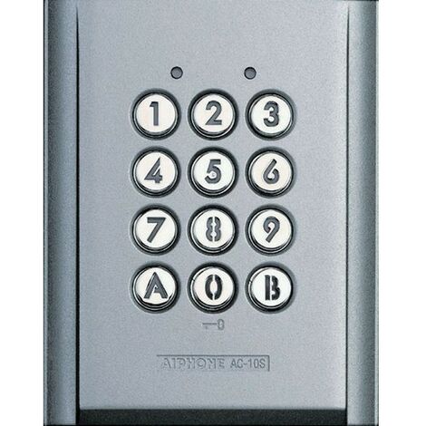 Aiphone – Clavier saillie métal injecté rétro éclairé 100 codes – Alimentation 12/24V – 2 relais NO/NF – Commande d'ouverture par touche '0'