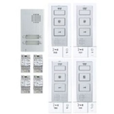 Aiphone – Kit audio platine alu saillie 4 postes – Alimentation 230Vac – Communication mains libres – Gâche électrique intégrée – 118717
