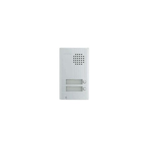 Aiphone – Platine saillie 2 BP avec façade aluminium – Interphone 2 fils – Communication audio – Gâche électrique intégrée