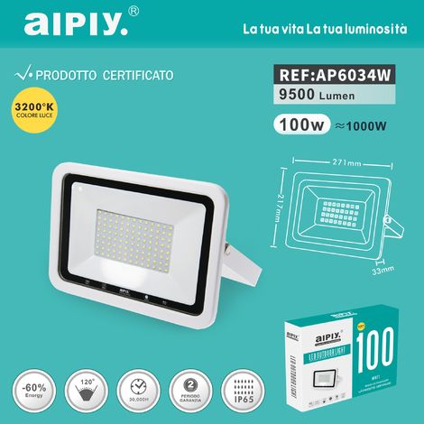 Faretto led da Esterno,Fari led da Esterno 100W,Faro led da Esterno 10000LM,Faretti  led Esterno Impermeabile IP65,Fari a led Esterno 6500K Bianco Freddo,Per  Giardino Cortile Garage【Guscio Nero】 : : Illuminazione