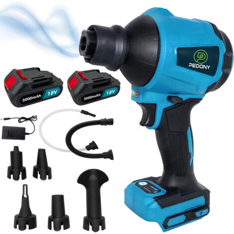 Air compressor, air compressor spray gun, compressed air spray gun, body only, equipped with 2x 3.0A battery+charger, compatible with Makita 18V battery