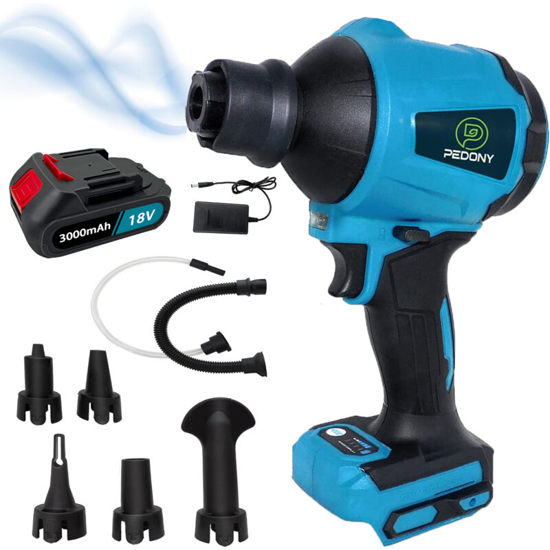 Mawiron - Air compressor, air compressor spray gun, compressed air spray gun, body only, with 3.0A battery and charger, compatible with Makita 18V