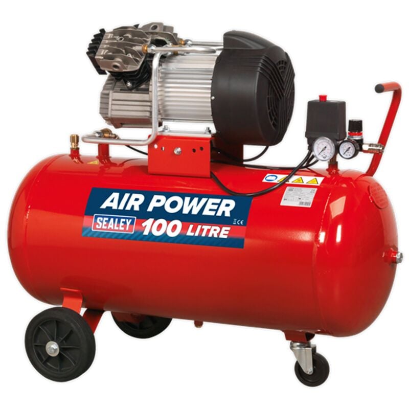 Sealey - Air Compressor 100L Direct Drive 3HP & Air Accessory Kit