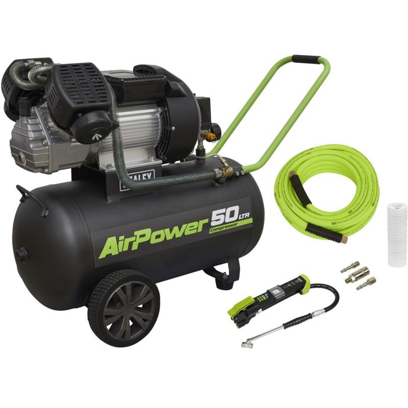 Sealey - SAC5030VEKIT 50L V-Twin Direct Drive Air Compressor 3hp with Air Accessory Kit