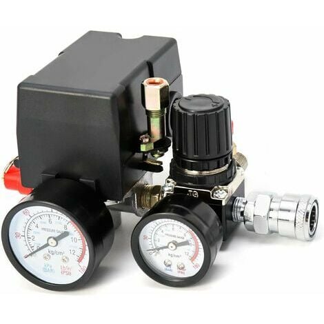 ORCHIDÉE Air Compressor Pressure Switch Control Valve, 90-120PSI Pressure Regulator with Pressure Gauge Fittings Set.