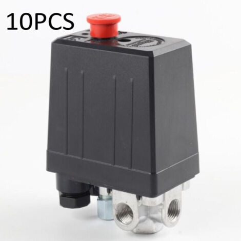 Air compressor pressure switch with 4 outlets, pressure control valve compressor parts, Single Phase, 1/4" Port, Pressure Switch for Compressor, 10 Bar/145psi (Pack of 10)