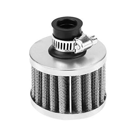Air Filter, 12mm Universal Car Air Intake Filter Crankcase Vent Cover Breather(Silver)