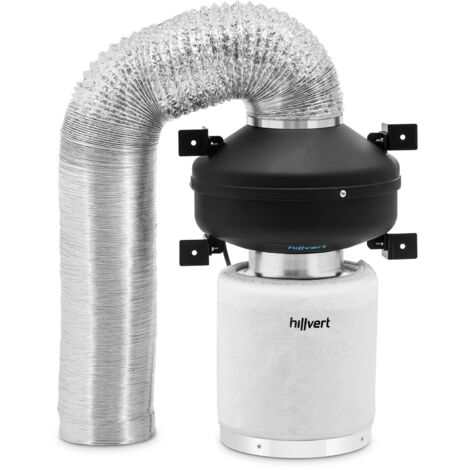 Air Filter Set activated carbon filter, fan, exhaust air hose 382 m³/h Ø 125 mm
