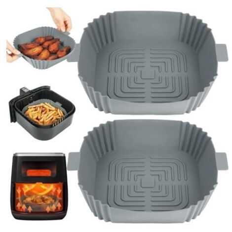 Air Fryer Accessoires, 2 Pièces Moule Silicone Air Fryer, 20cm Carre Plat Silicone Air Fryer,Accessoires Friteuse Fryer Philips- sh