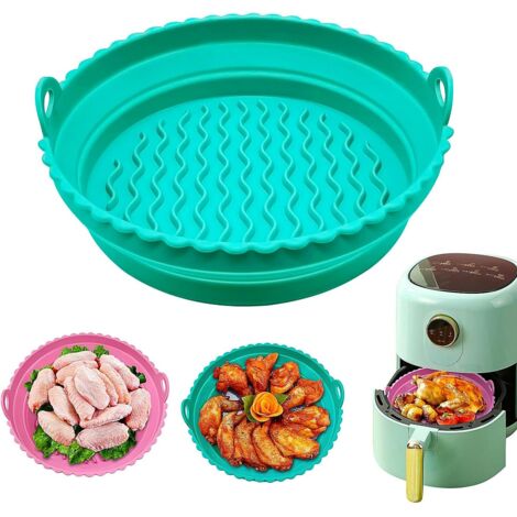 Air Fryer Accessoires, Air Fryer Liner Silicone, 2 Pièces Vert + Rose Air Fryer Silicone pot Réutilisable Postuler à pour Airfryer MicroOndes le Moule à Gâteau le Cuiseur Vapeur