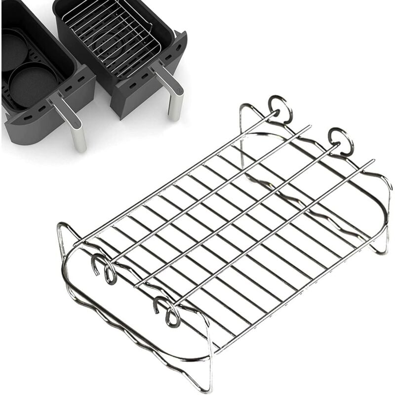 Air Fryer Kebab Rack - Air Fryer Accessories, Food Dehydrator, Square Stainless Steel Oven with Fried Skewers, Dishwasher Safe