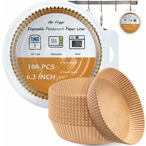 Air Fryer Disposable Paper Liner Air Fryer Natural Parchment Paper Non-Stick Air Fryer Liners, Size: 200pcs, Brown 1041