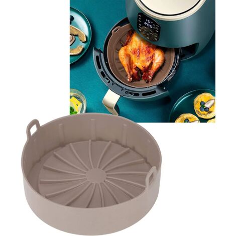 Air Fryer Silicone Pot, No Hard Cleaning Food Grade Silicone Air Fryer Replacement Air Fryer Basket (Coffee,16 x 7cm)
