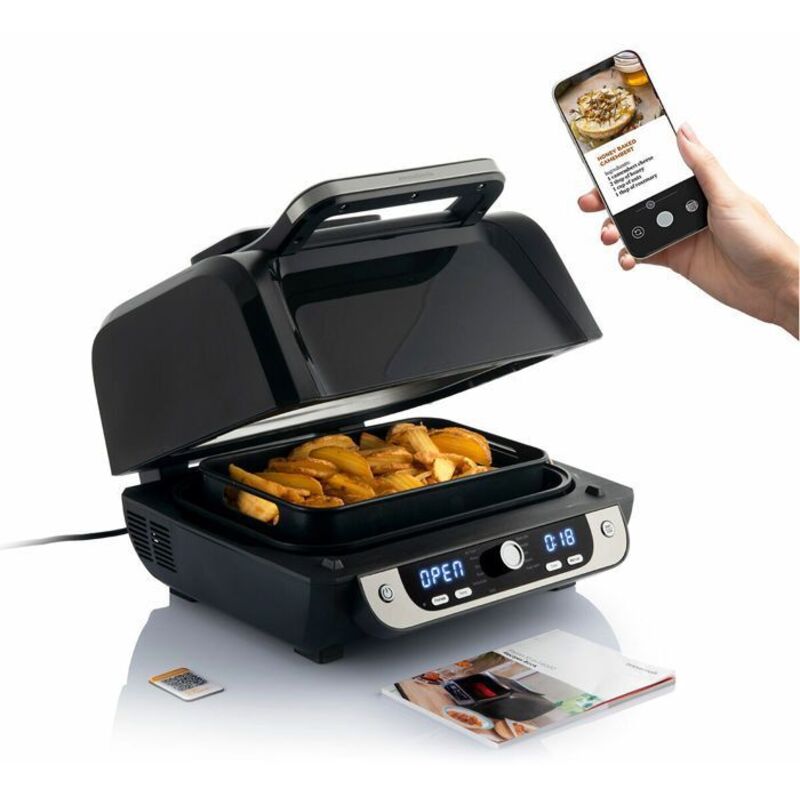 Air Fryer with Grill, Accessories and Recipe Book InnovaGoods Air Fryer Fryinn 12-in-1 6000 Black Steel 6 L 3400 W