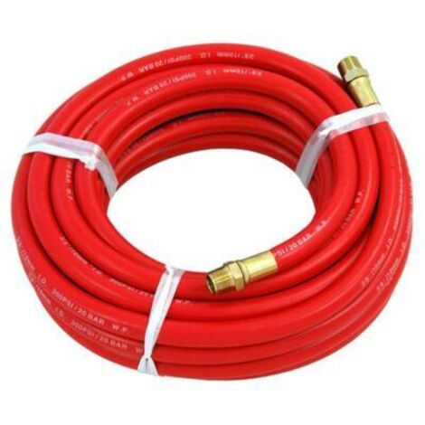 Air Line Hose 10M 30ft 3/8"" BSP Rubber Reel Compressor Brass Connector CT0002