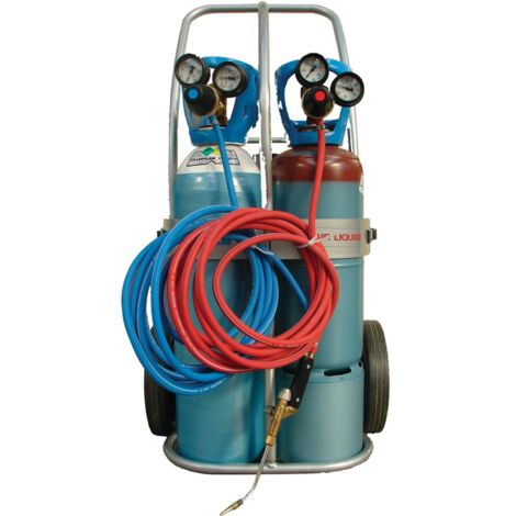 Air Liquide – Poste de soudage Rollerflam – Chalumeau bi-gaz autogène et oxyacétylénique – Autonomie 14h – Chariot ergonomique inclus