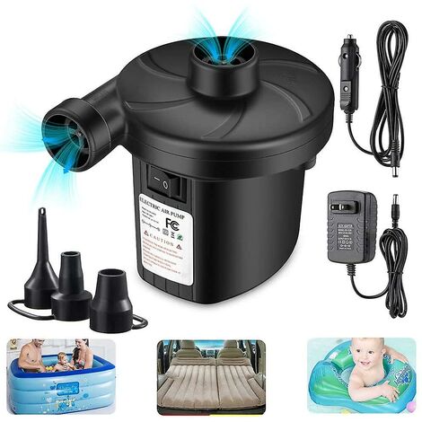 Electric Air Pump for Inflatable Pool,Portable Quick Fill Inflator/Deflator Air Pump for Inflatable Couch,Outdoor Camping Boat,Air Mattress Bed Swimming Ring,Water Toys,Paddling Pools Pump with 3 Nozzles Home Car Use 