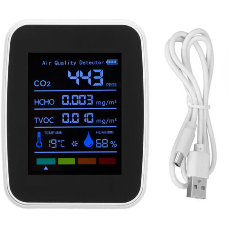 Air Quality Detector 5in1 Intelligent Anti Interference Ability Indoor Temperature Humidity Air Quality DetectorWhite