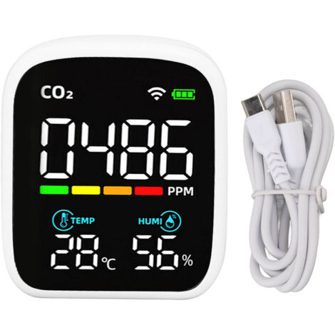Air Quality Monitor 8 in 1 Multifunctional USB Charging Carbon Dioxide Humidity Detector for Tuya