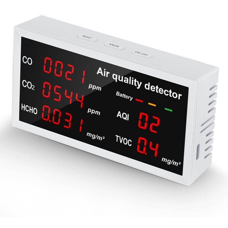 Air Quality Monitor, Indoor Air Quality Detector CO2 HCHO AQI TVOC, High-Precision Portable CO2 Monitor, Rechargeable Smart Air Quality Tester for